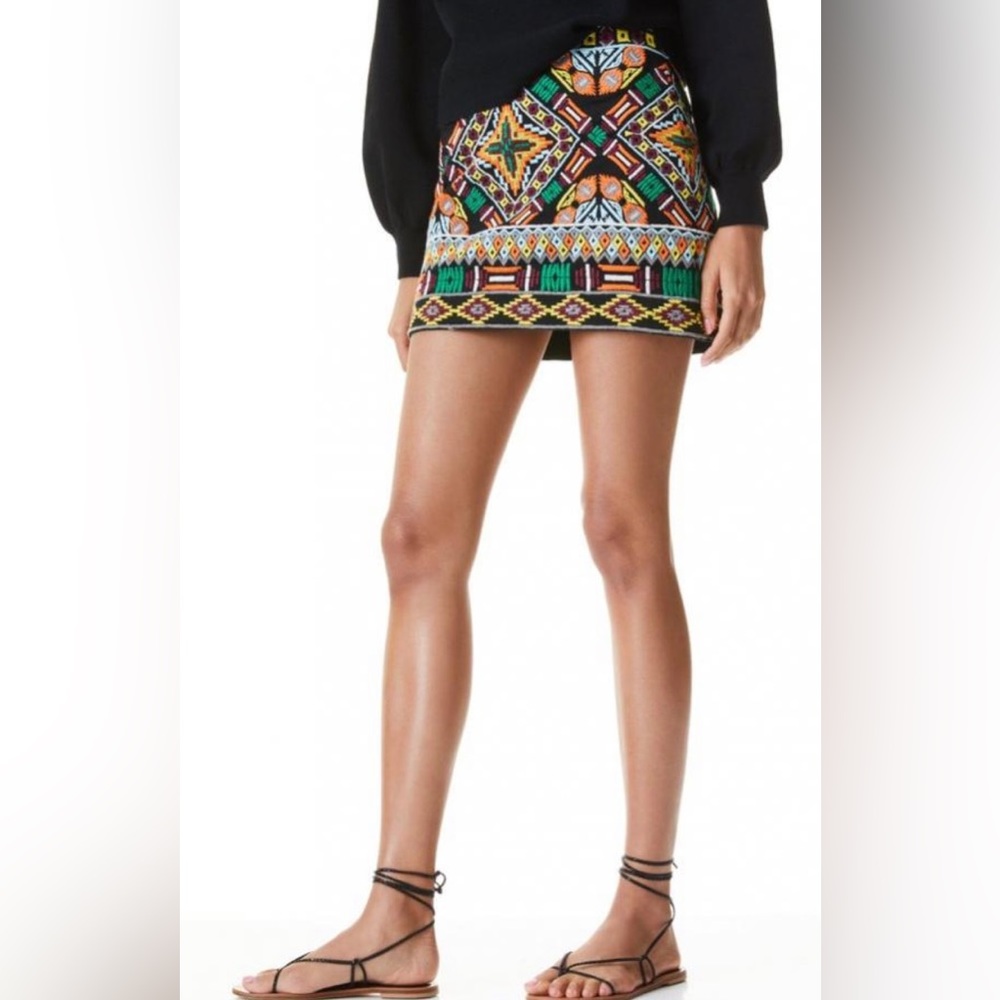 Alice + Olivia ELANA EMBROIDERED MINI SKIRT Multi Size 4